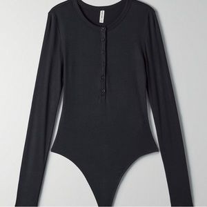 Aritzia Sunday Best Henley Bodysuit in Black L